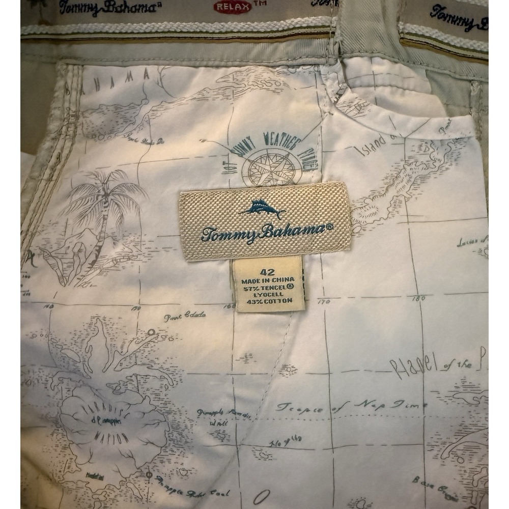 Tommy Bahama Shorts Mens SZ 42 Straw Lyocell Cotton Blend Chino Flat Front EUC - Picture 2 of 7